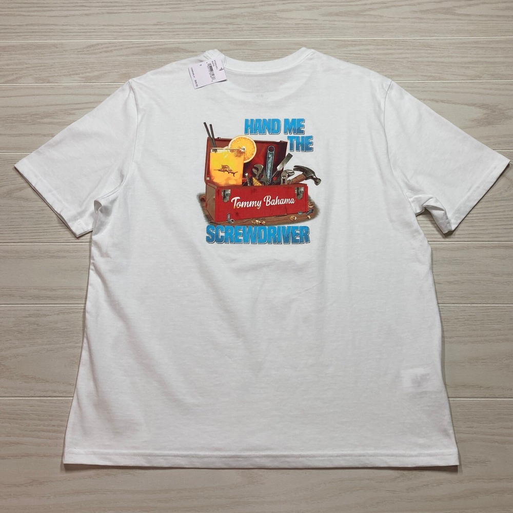 Tommy Bahama Men's Hand Me the Screwdriver Graphic T-Shirt White Size Small